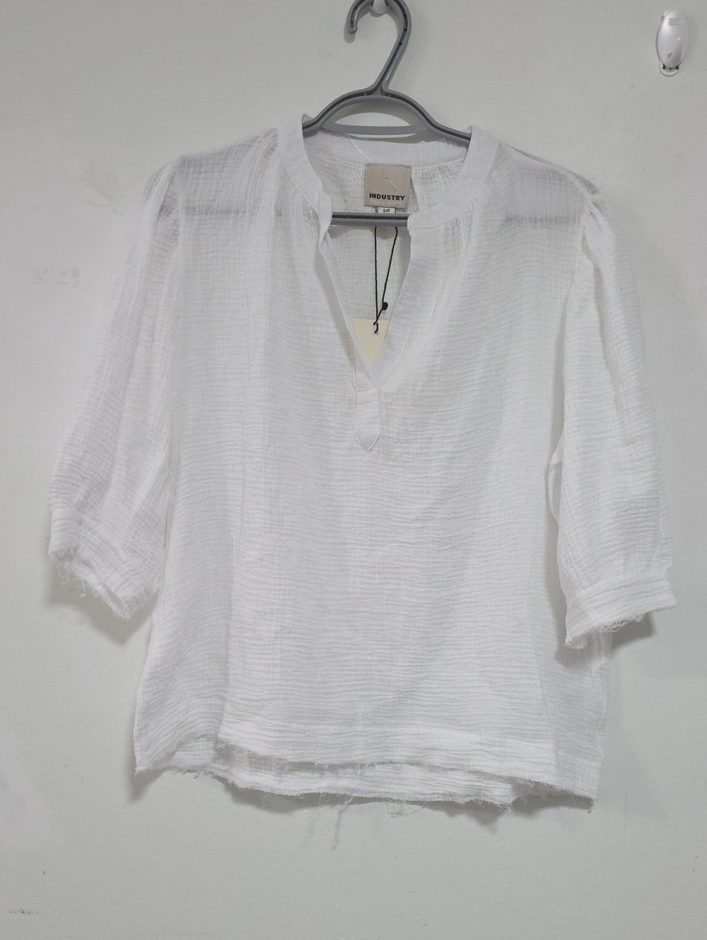 White Gauze V-Neck Tunic Top Oversize